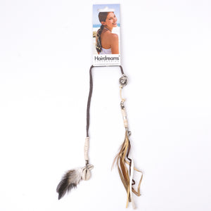 Leather Riboon Cochella – real leather with feathers – 100cm