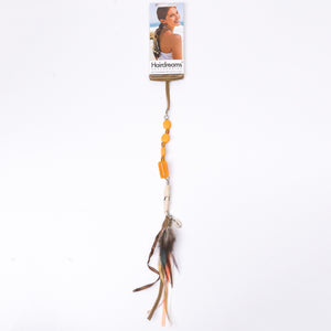 Leather Ribbon Indian Summer – Fil en cuir orné de perles – 35cm
