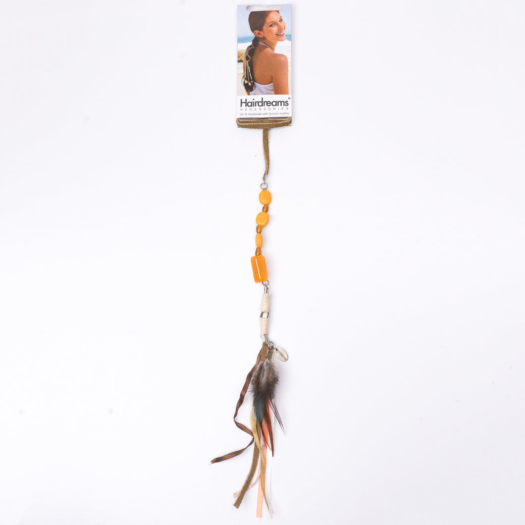 Leather Ribbon Indian Summer – genuine leather with beads 35cm